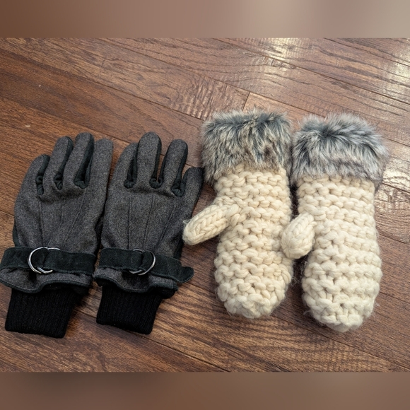 Gloves & Mittens Lot, Leather Gap Gloves, Love & Lore Knit mittens Women's M - Picture 1 of 11
